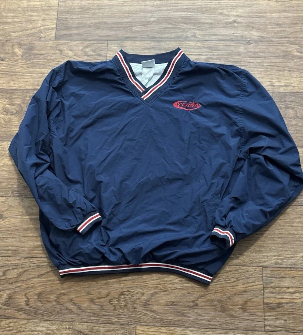Vintage Rawlings YBOA Baseball Pullover Windbreaker Jacket Navy Adult Large